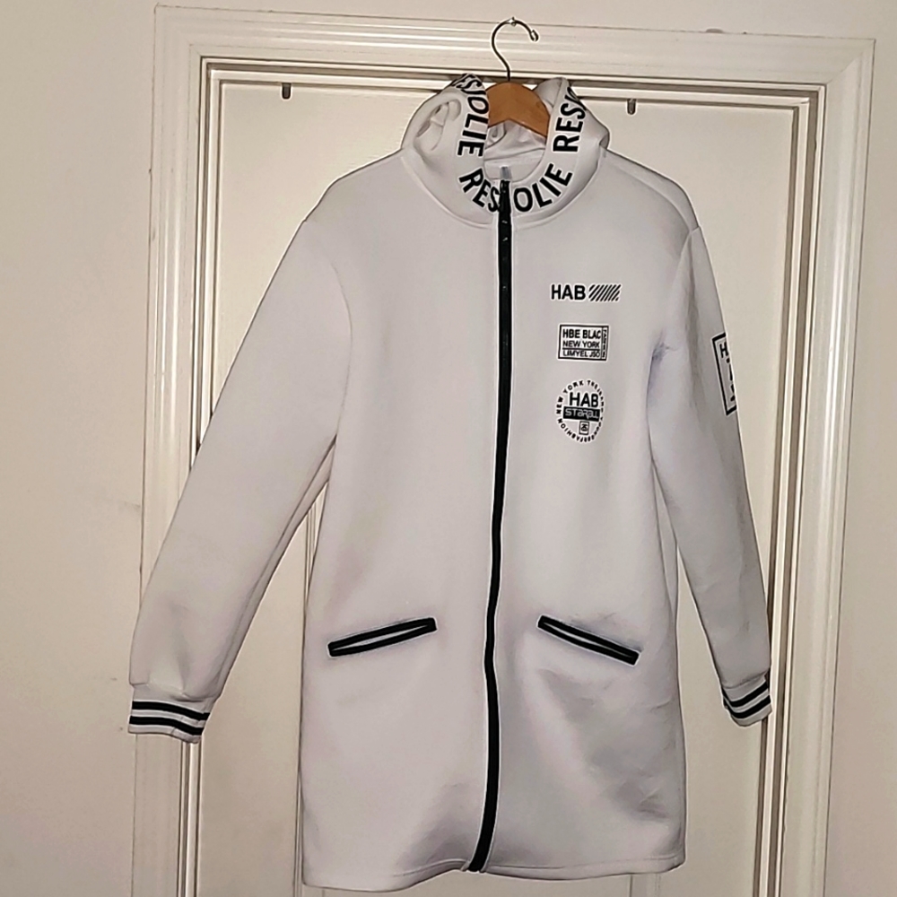 White hooded trench coat